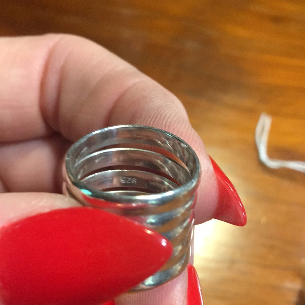 Sterling Silver Ring, Five Connected Wide Bands - image 4